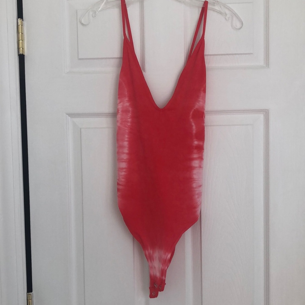 Topshop Red Tie Dye Body Suit